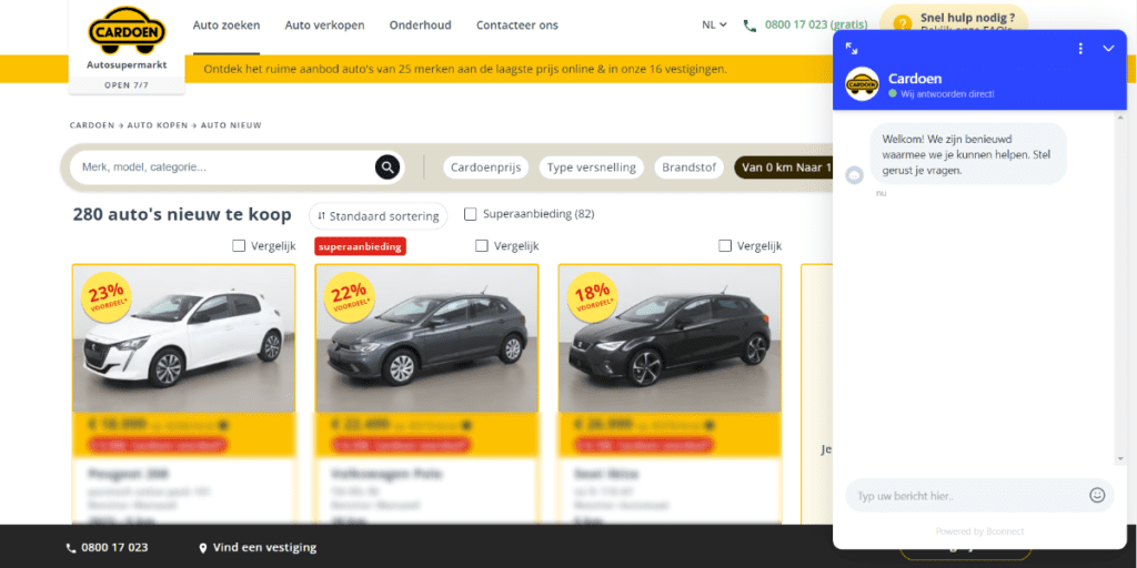 Cardoen chat met Bconnect