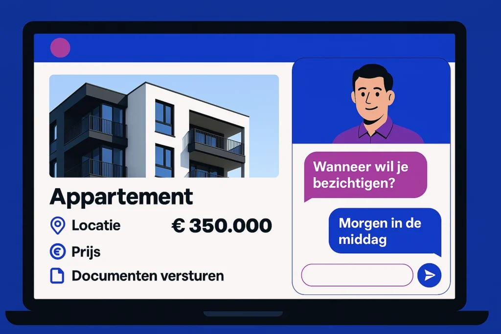 Chatfunctie op makelaarswebsite voor bezichtiging