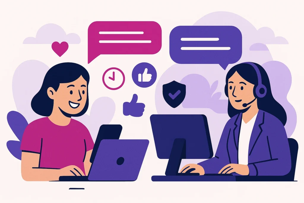 Tevreden klant ontvangt snel en professioneel hulp via live chat van een vriendelijke operator, wat zorgt voor hogere klanttevredenheid